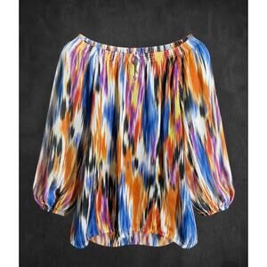 Chico's | Multicolor Off-Shoulder Top with 3/4 elastic Sleeves | Size 2
